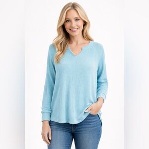 AE Long-Sleeve Waffle Plush Tee Baby Blue M NWT